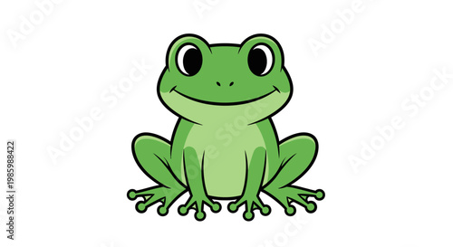 Cute cartoon frog with a friendly smile.