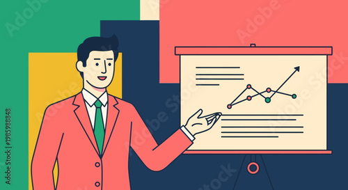 Professional Businessman Presenting Financial Growth and Market Analysis on a Chart during a Business Meeting or Conference