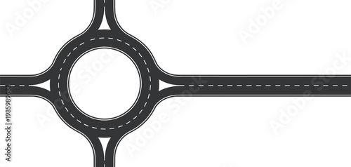 Overhead View of a Road Roundabout with Four Entrances