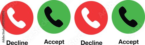 Visual representation of call accept and decline options using colored icons