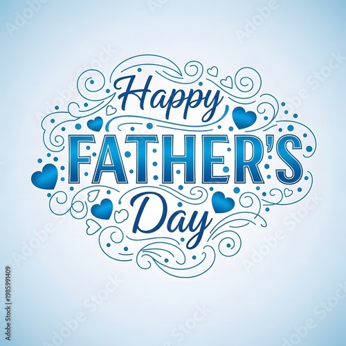 Happy father's day illustration with floral and butterfly design elements