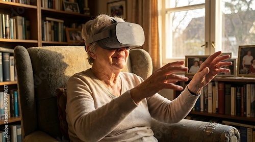 Senior Woman Experiencing Virtual Reality