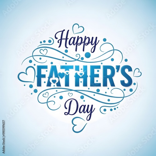 Handwritten father's day card with decorations and ribbons