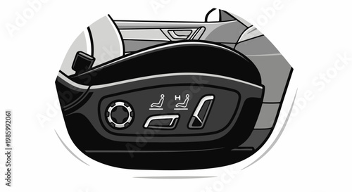 Close-up of modern car interior seat controls and door panel