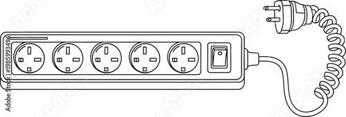 Electric power strip with multiple outlets and a coiled cord plug