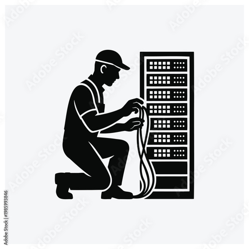 Electrician working on electrical panel wiring installation or repair