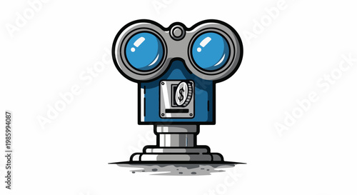 Cartoon view finder with coin slot and dollar coin inserted