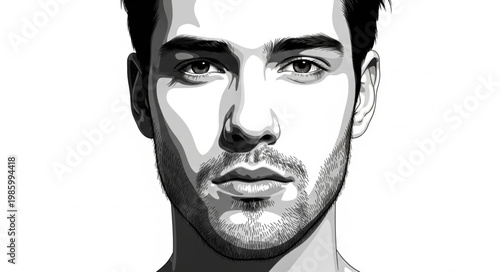 Close up male portrait with serious expression.