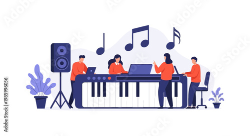 Musicians Performing Live with Piano and Digital Equipment