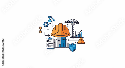 Construction site safety and planning illustration
