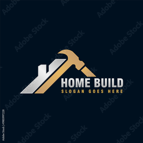 luxury home build logo design vector illustration
