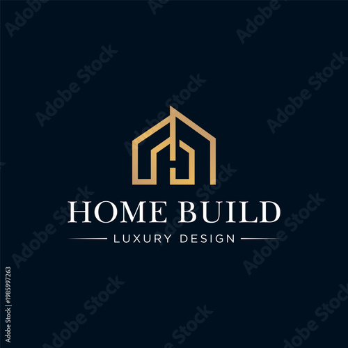 luxury home build logo design vector illustration