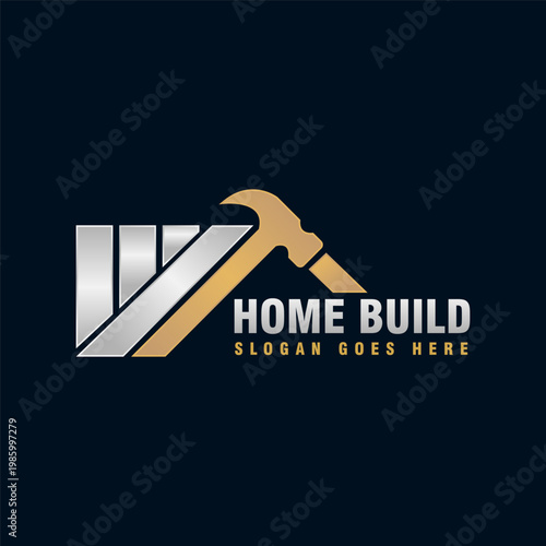luxury home build logo design vector illustration