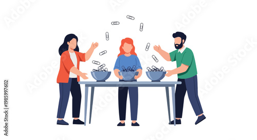 Family Cooking Together in Modern Kitchen Scene