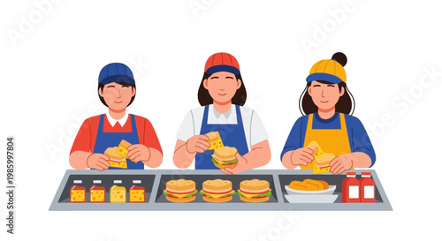 Children Preparing Sandwiches at Deli Counter in a Food Market