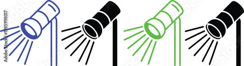 Illustration of different light beam patterns from cylindrical projectors