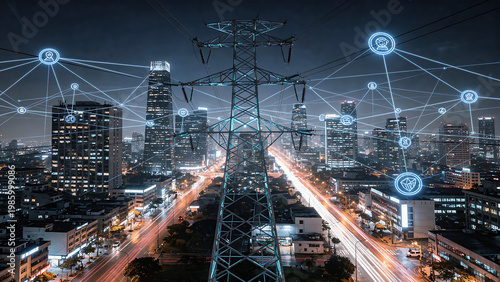 Intelligent Electric Grid AI Energy Management Smart Renewable Integration Concept