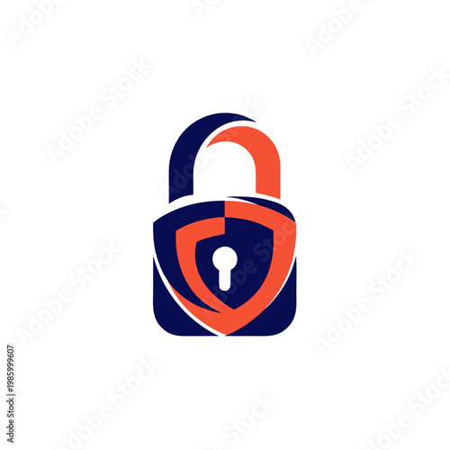 An illustration of a secure padlock with shield symbolizes protection service on isolated background