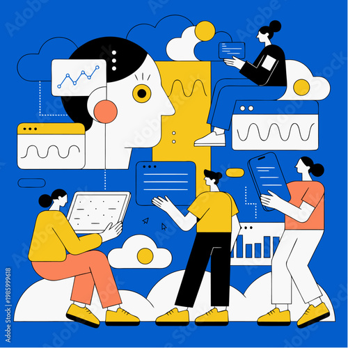 A dentist treats a patient in a clinic with medical equipment illustration