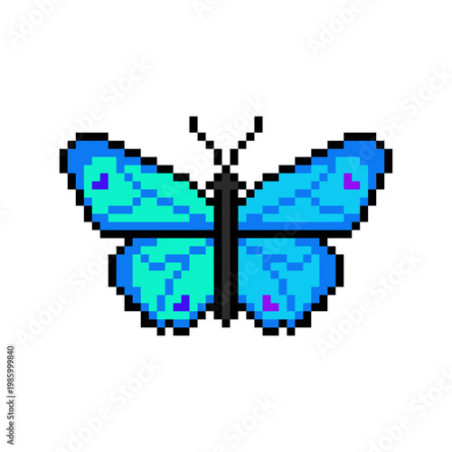 Vector Illustration of Butterfly with Pixel Art Design