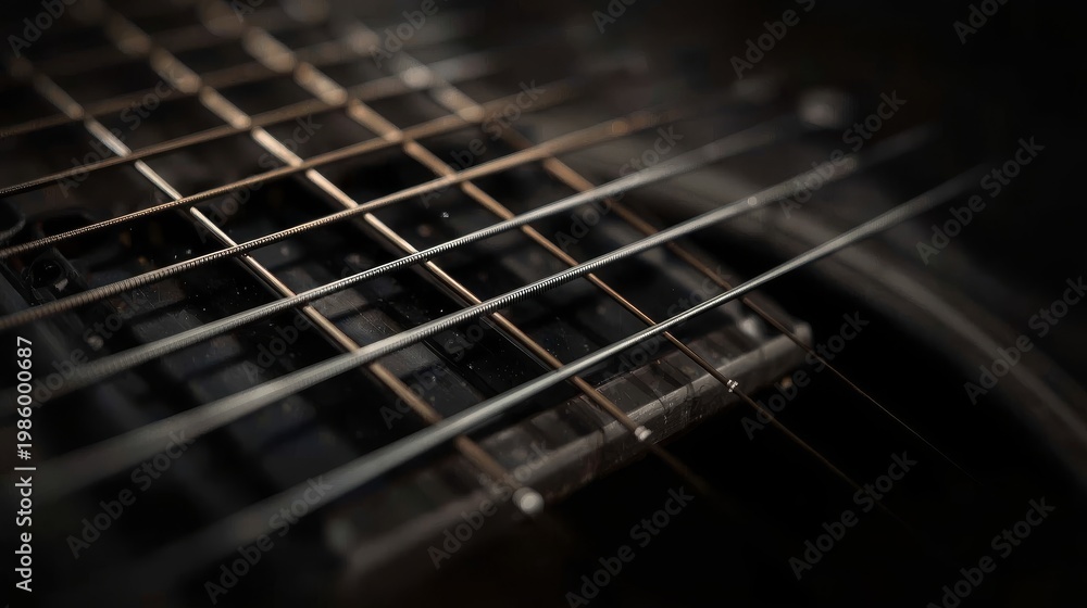 Fototapeta premium Guitar Fretboard Macro Detail Texture Musical Instrument Close Up