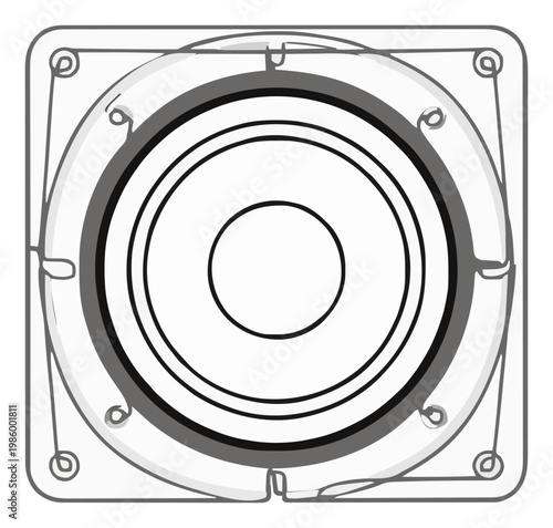Subwoofer speaker line art icon front view. Generative AI
