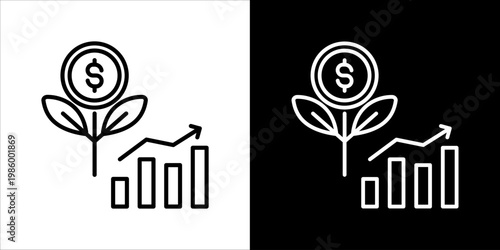 Growth Icon Sheet Black And White
