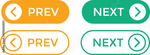 next and previous buttons. Previous and next arrow symbol. Slide change and transition design. Interactive Navigation Icons
