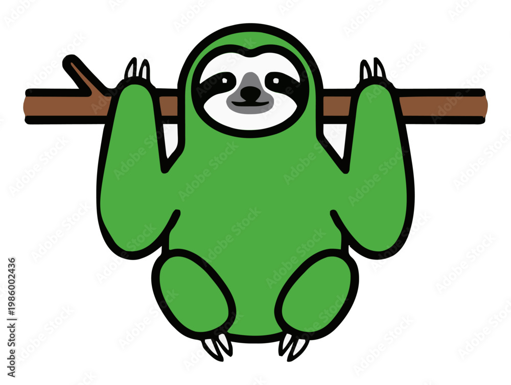 Fototapeta premium Minimalist sloth line art animal icon. Generative AI