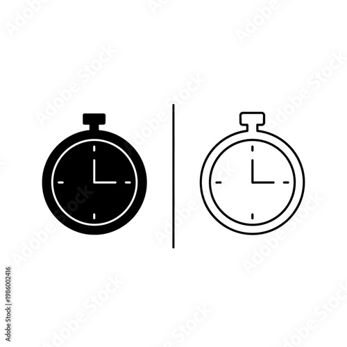 Stopwatch icon showing quarter hour black and outline version stopwatch measurement duration competition exercise performance interface