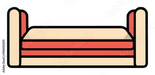 Line Art Upholstered Daybed Top-Down Icon. Generative AI