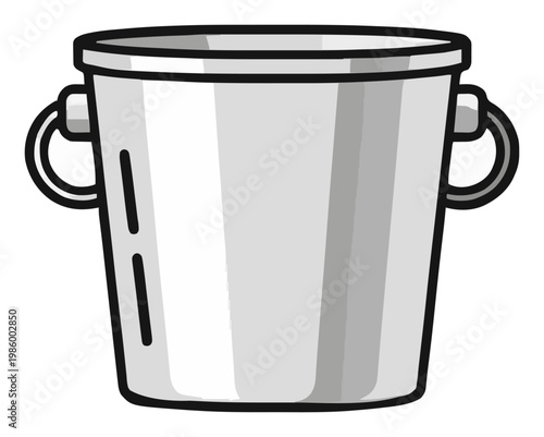 Line Art Stainless Steel Ice Bucket Front View Icon. Generative AI