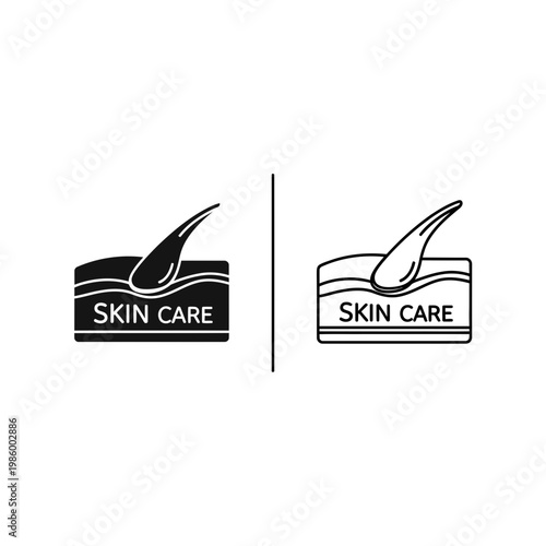 Skin care and hair follicle cross section icon with filled and outline styles representing dermatology and beauty black and white anti aging