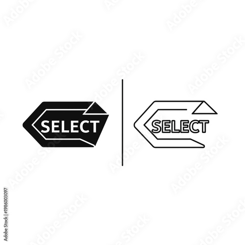 Select pointer icon for user interface navigation and choice with user experience navigation highlight interface direction indicate preference