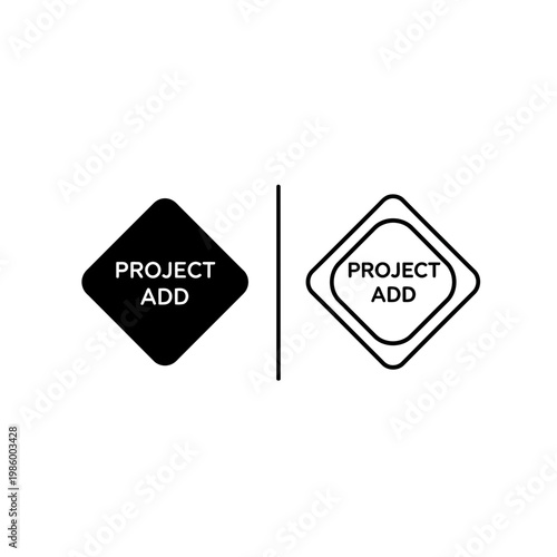 Project add icon featuring a rounded square shape with text available in solid black and outline styles project management user interface register