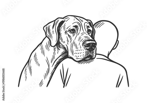 Great Dane dog sketch hand drawn simple vector illustration