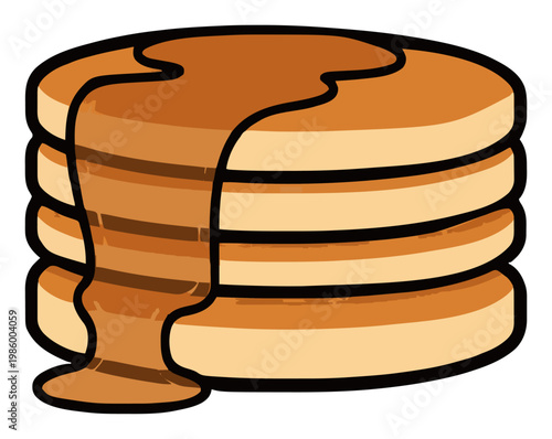 Minimalist Line-Art Pancakes with Syrup Icon. Generative AI