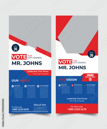 modern election rollup banner illustrator design. political election voting publicity banner design. editable promotion advertisement for x-banner, flyer, profile, brochure, display, vector layout tem