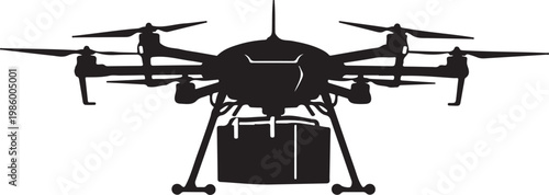 Drone, black drone, aerial vehicle, quadcopter, vector icon