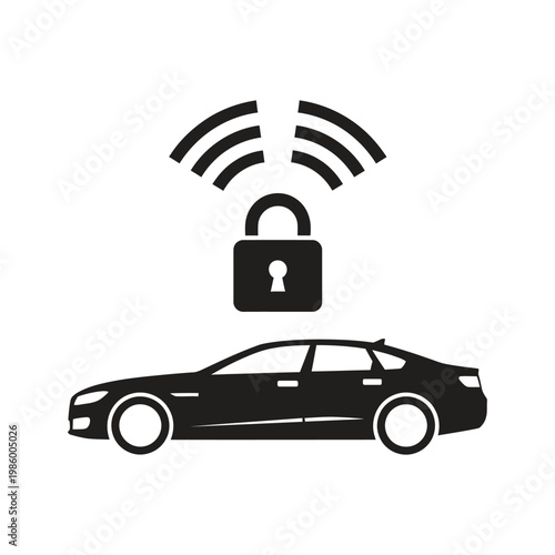 Smart car security and remote lock system vector illustrator.