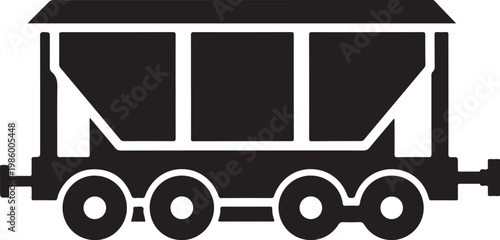 Industrial train car, railroad wagon, cargo vehicle, transportation icon