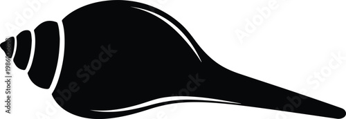 Silhouette of a spiral sea shell for nautical beach vector design