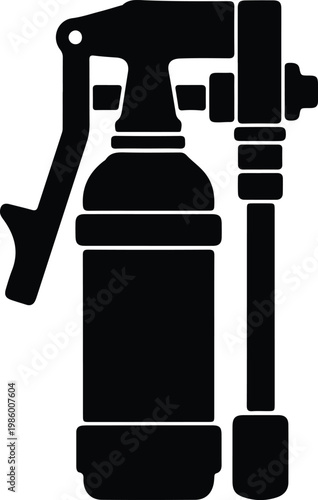 Silhouette of professional paint spray gun with canister vector design