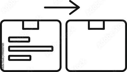 Package transfer process with labelled box supply chain transfer shipping