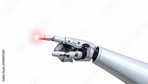 Robot Hand Holding Laser Pointer Device.