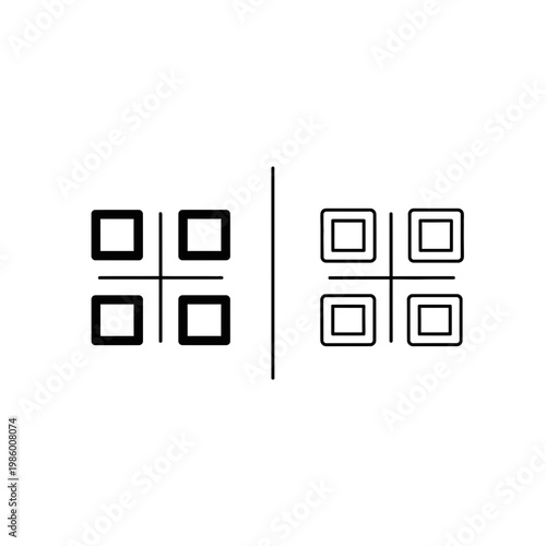 Square grid layout icon set for interface design or selection views with interface selection graphics application software development pictogram