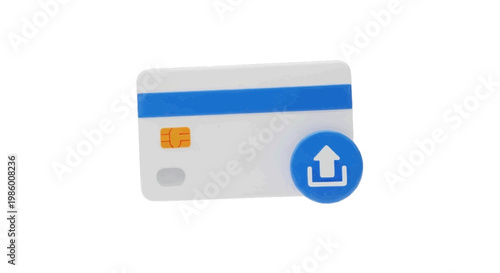 Vector illustration of credit card with upload icon on a transparent background