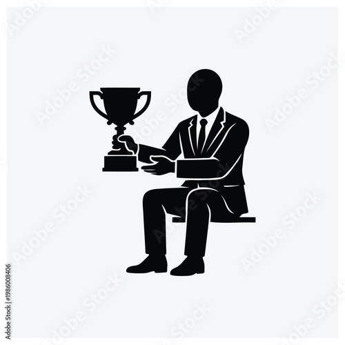 Man receiving an award trophy silhouette illustration