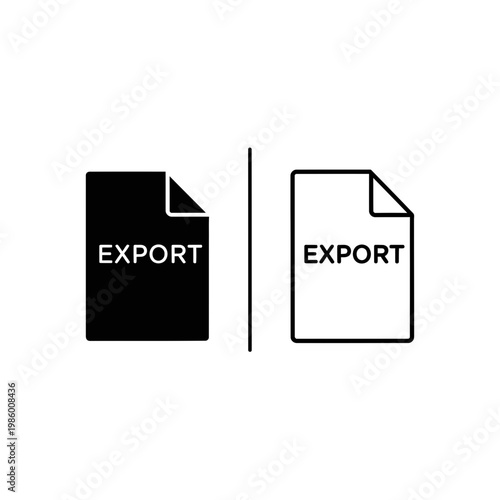 Export file icon two styles black and white versions with document transfer exchange information business technology interface contrast