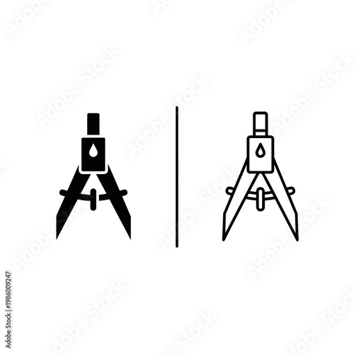 Drafting compass drawing tool geometry instrument icon in solid and outline style with drafting geometry measurement education architect engineer